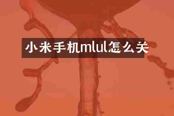 小米手机mlul怎么关