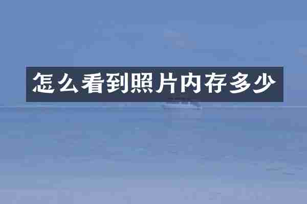 怎么看到照片内存多少