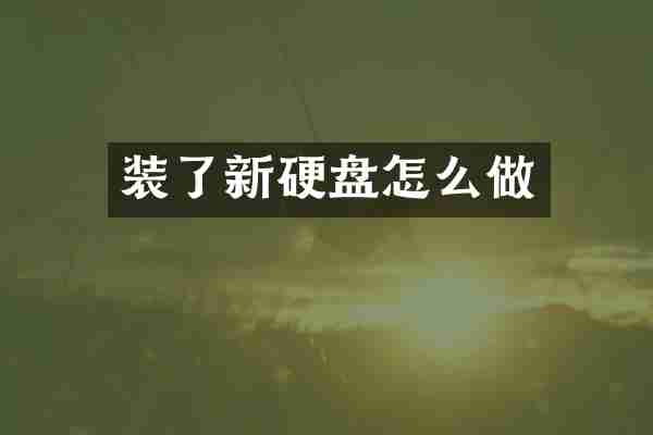 装了新硬盘怎么做