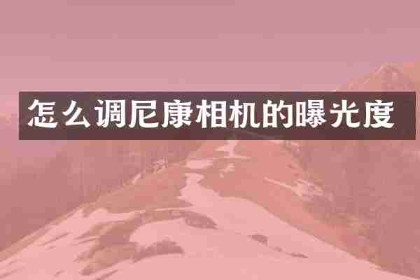 怎么调尼康相机的曝光度