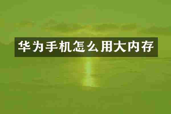 华为手机怎么用大内存