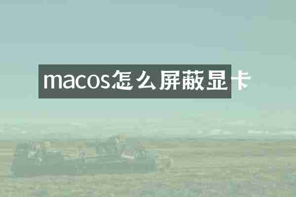 macos怎么屏蔽显卡