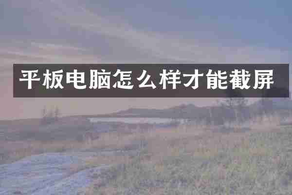 平板电脑怎么样才能截屏