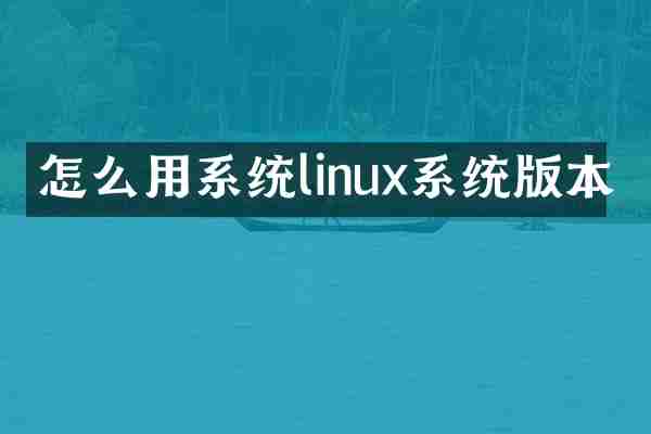 怎么用系统linux系统版本