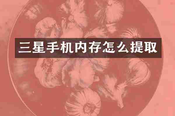 三星手机内存怎么提取