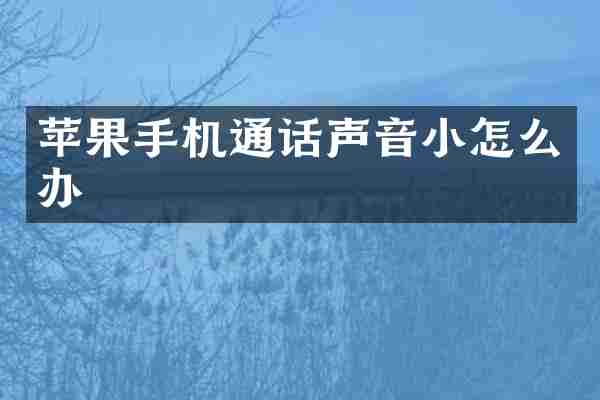 苹果手机通话声音小怎么办