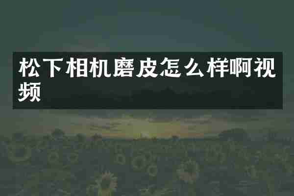 松下相机磨皮怎么样啊视频