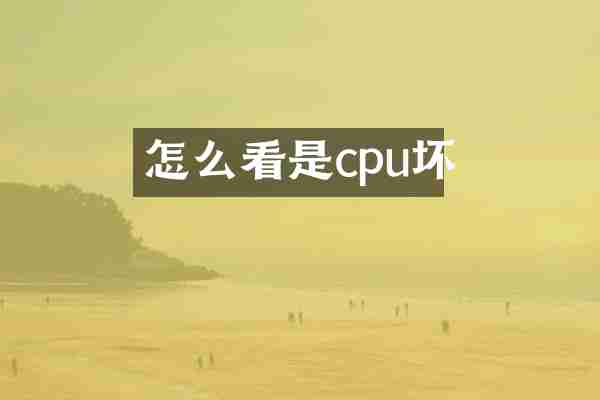 怎么看是cpu坏