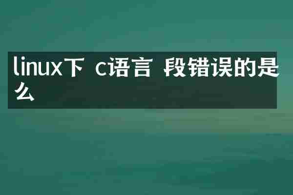 linux下 c语言 段错误的是什么