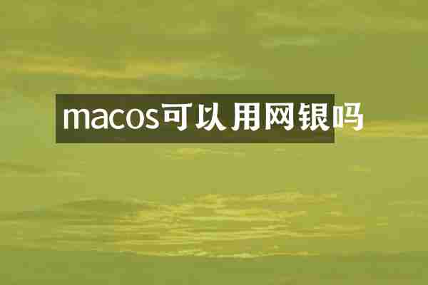 macos可以用网银吗