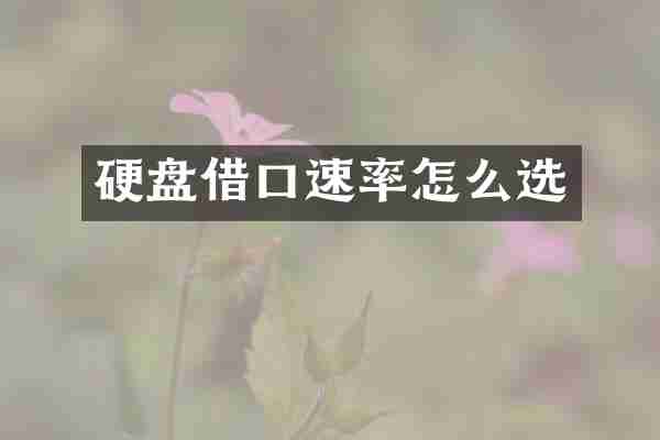 硬盘借口速率怎么选