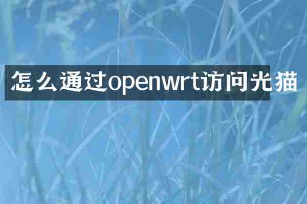 怎么通过openwrt访问光猫