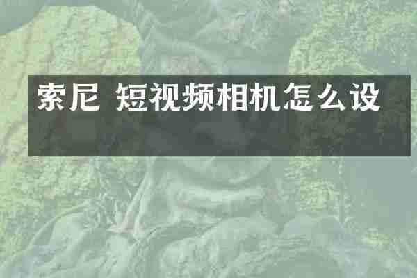 索尼 短视频相机怎么设置