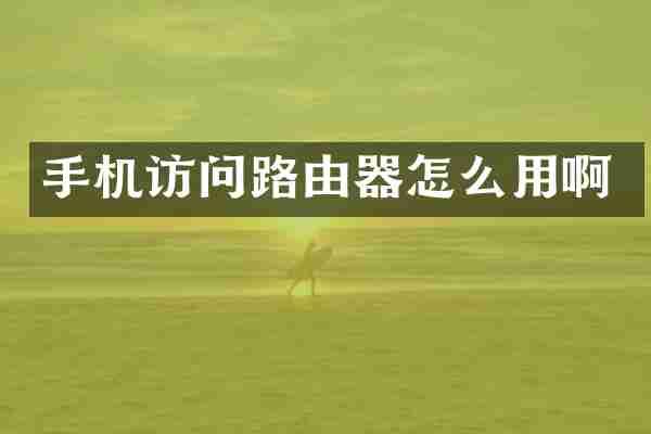 手机访问路由器怎么用啊