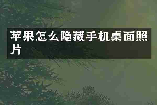 苹果怎么隐藏手机桌面照片