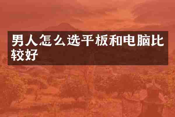 男人怎么选平板和电脑比较好