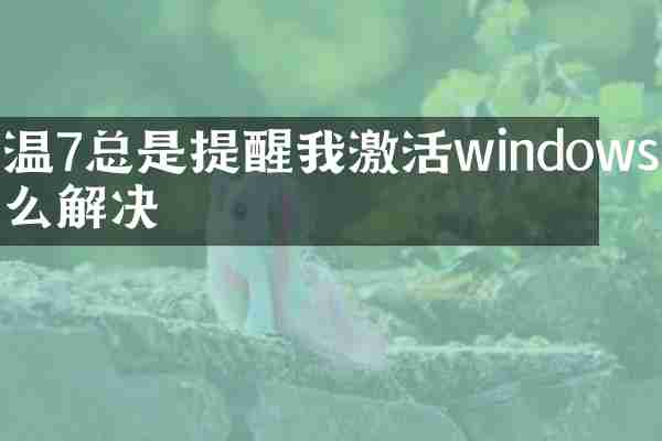 温7总是提醒我激活windows怎么解决