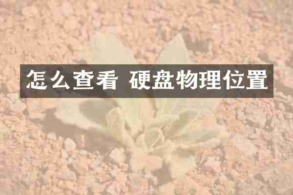 怎么查看 硬盘物理位置