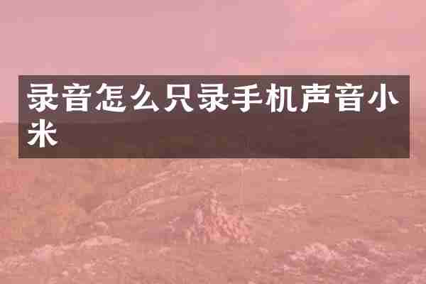 录音怎么只录手机声音小米