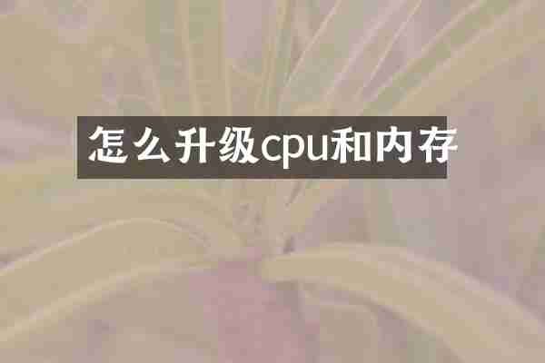 怎么升级cpu和内存