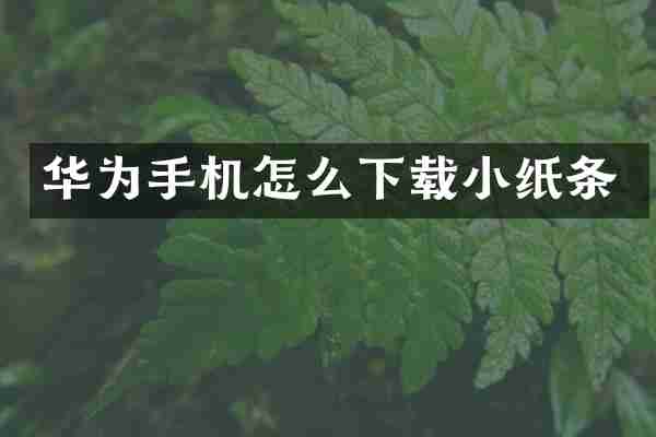 华为手机怎么下载小纸条