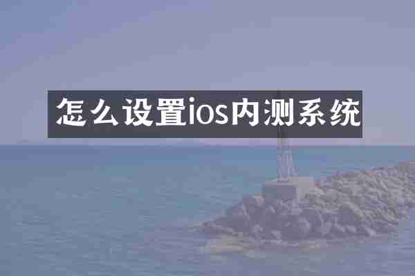 怎么设置ios内测系统