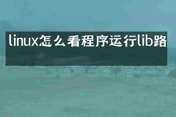 linux怎么看程序运行lib路径