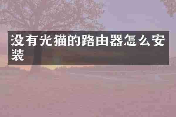 没有光猫的路由器怎么安装