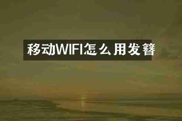 移动WIFI怎么用发簪