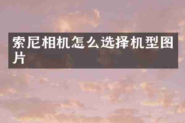 索尼相机怎么选择机型图片