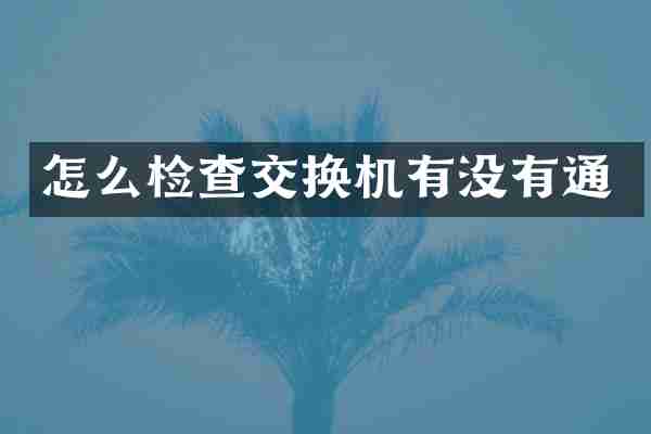 怎么检查交换机有没有通