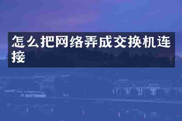怎么把网络弄成交换机连接