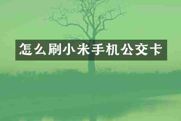 怎么刷小米手机公交卡