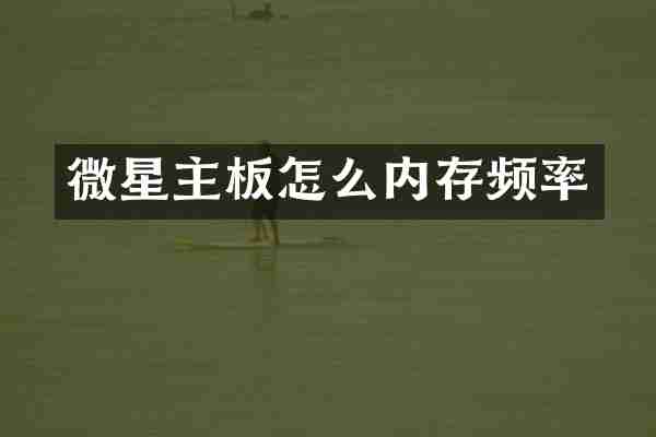 微星主板怎么内存频率