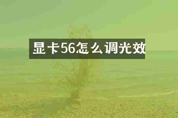 显卡56怎么调光效