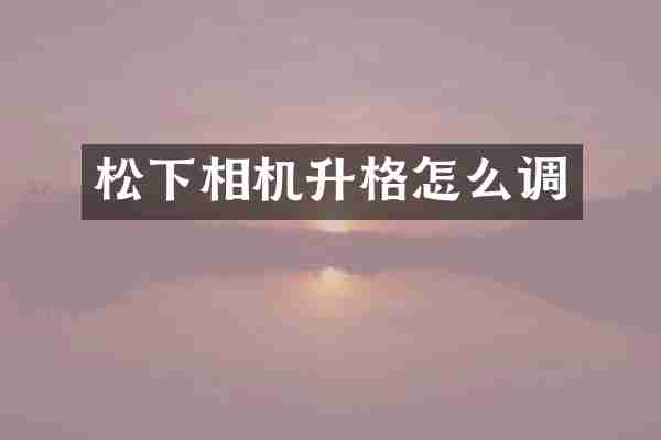 松下相机升格怎么调