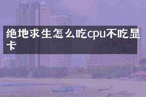 绝地求生怎么吃cpu不吃显卡