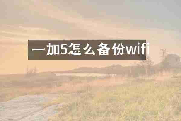 一加5怎么备份wifi
