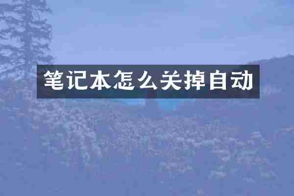 笔记本怎么关掉自动