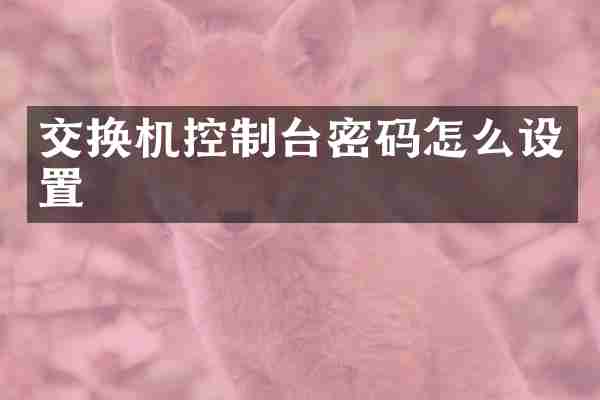 交换机控制台密码怎么设置