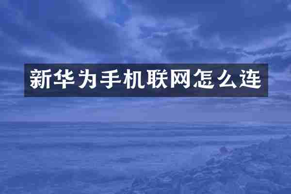 新华为手机联网怎么连