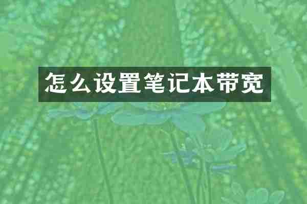怎么设置笔记本带宽