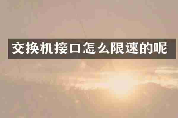 交换机接口怎么限速的呢