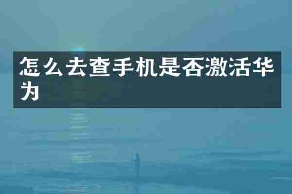 怎么去查手机是否激活华为