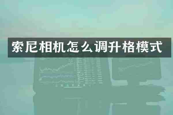 索尼相机怎么调升格模式