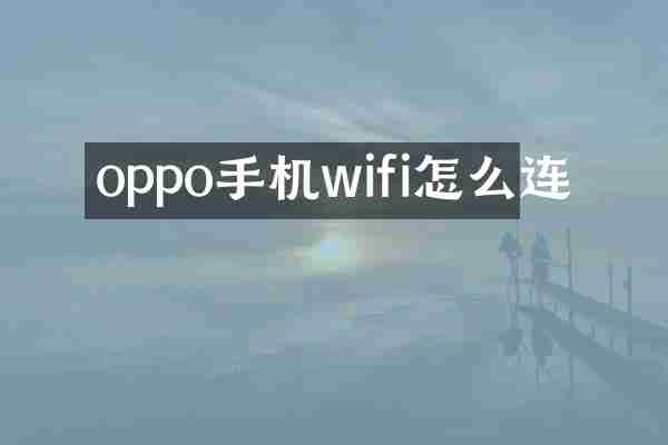 oppo手机wifi怎么连