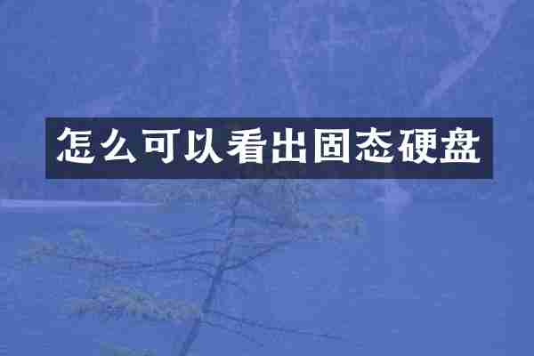 怎么可以看出固态硬盘