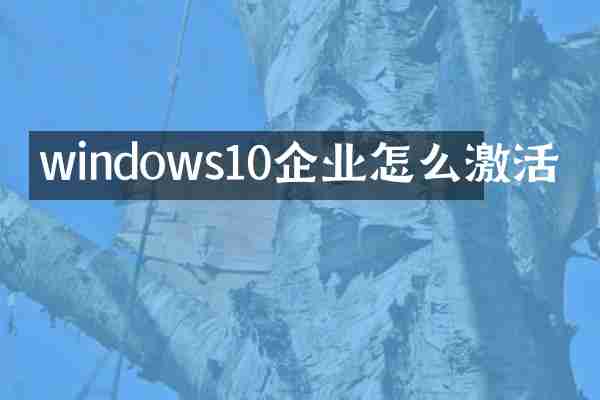 windows10企业怎么激活