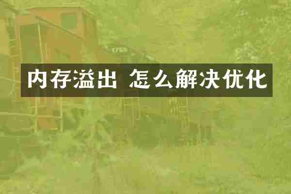 内存溢出 怎么解决优化