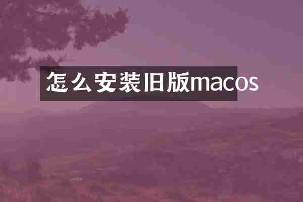 怎么安装旧版macos
